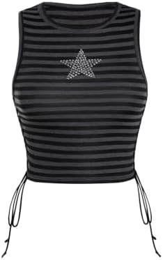 SOLY HUX Women's Y2k Gothic Lace Trim Cami Crop Top Sleeveless